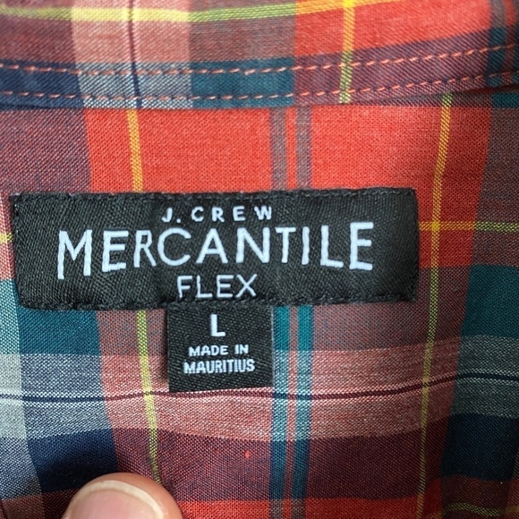 J. Crew Mercantile Flex Men's Red Plaid Long Sleeve Button Down Shirt Size Large - Picture 2 of 11